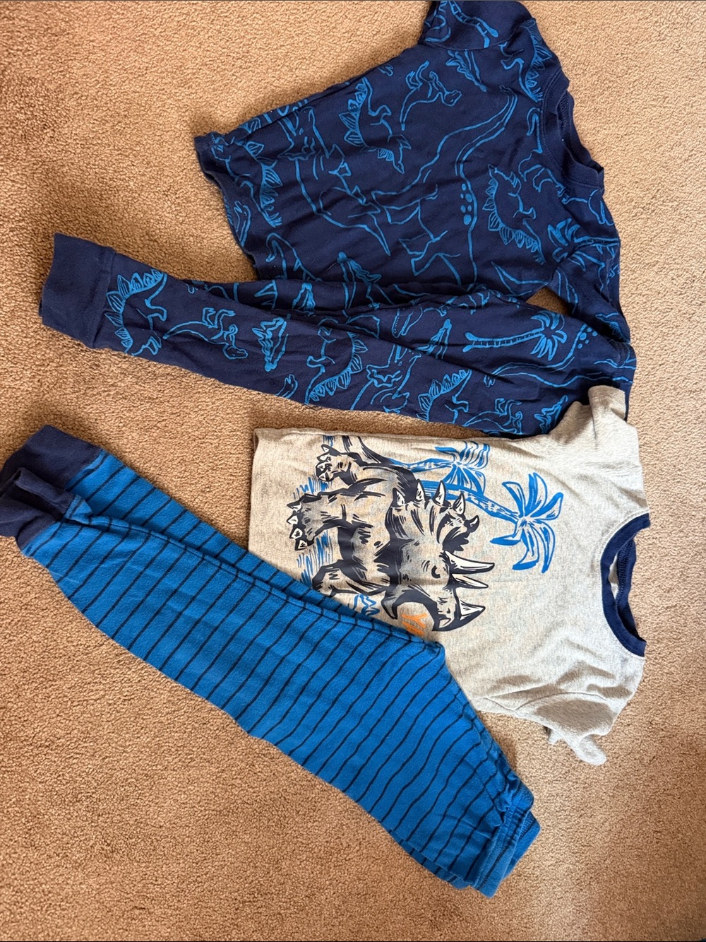 Toddler Blue Dinosaur Pajama Set - Navy & Royal Blue